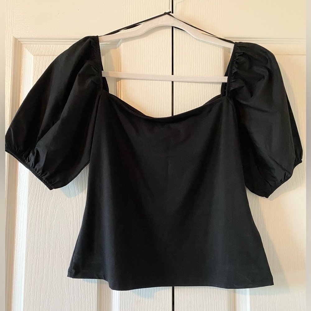 H&M Black Puff Sleeve Blouse